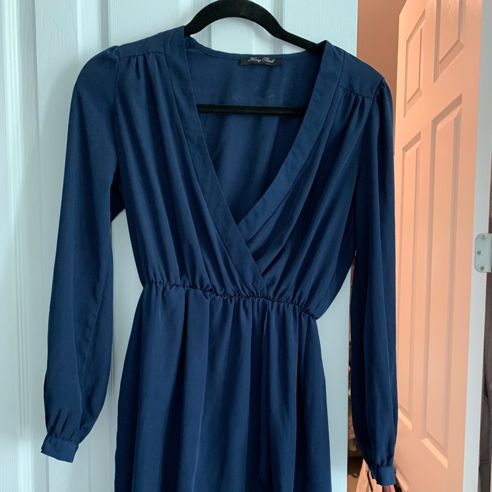 Mid Thigh synched waist navy dress
